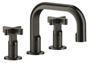 Gessi Inciso Gruppo Lavabo 3 Fori con maniglie a croce e scarico Nero Xl inciso 58111 Gessi