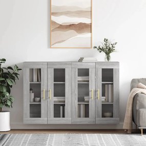 Armadietti A Parete 2 Pz Grigio Sonoma İn Legno Multistrato /