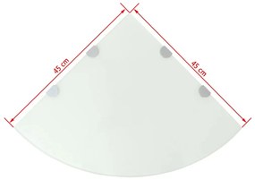 Scaffale angolare con supporti cromati vetro bianco 45x45 cm
