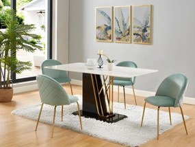 Sedia Velluto e Metallo Dorato Verde salvia - Lotto di 6 - MELBOURNE