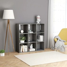 Libreria grigio lucido 98x30x98 cm in legno multistrato
