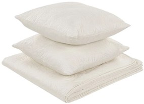 Copriletto trapuntato con cuscini crema 160 x 220 cm RUDKHAN Beliani