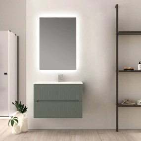 Mobile da bagno verde opaco cannettato 80 cm Riga