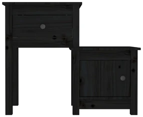 Comodini 2 pz neri 79,5x38x65,5 cm in legno massello di pino