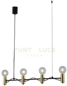 Lampadario a sospensione axon nera e oro 4 luci attacco e27 92x7,5x...