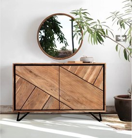 Armadietto di colore naturale in acacia massiccia 120x78x40 cm Ambala – Interia Home &amp; Living