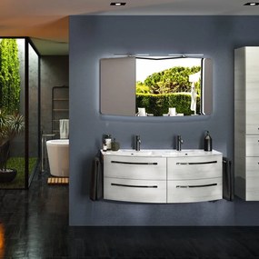 Mobile sottolavabo e lavabo Imagine per doppia vasca rovere bianco L 130 x H 48 x P 48 cm 4 cassetti