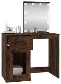 Toeletta con led rovere fumo 90x50x132,5cm legno multistrato