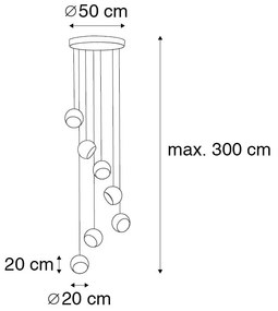 Lampada a sospensione nera con interno dorato 7 luci - Crooked Cluster