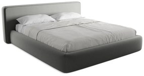 Letto matrimoniale imbottito grigio con contenitore con griglia 180x200 cm Kiana - Makamii