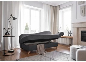 Chaise longue grigia (con penisola a destra) con rivestimento in velluto a coste Chic Charlotte – Miuform