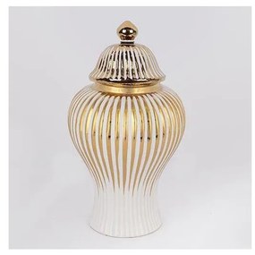 Vaso in ceramica 35x18,5 cm oro/bianco
