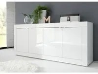 Credenza Moderna, Madia di Design, 4 ante, Bianco Lucido ZLCBSC-MDP-BB-4A