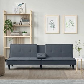 Divano Letto Con Portabicchieri İn Velluto Grigio Scuro /