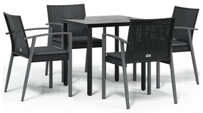 Set Pranzo da Giardino 5pz con Cuscini in Polyrattan e Acciaio