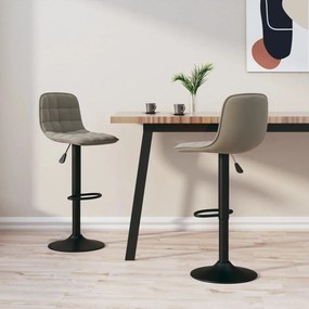 Sgabelli Da Bar 2 Pz Grigio Chiaro İn Velluto /