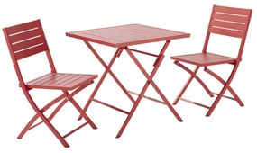 Set tavolo e sedie Xara NATERIAL in alluminio rosso per 4 persone