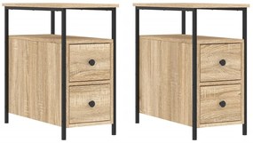 Comodini 2 pz rovere sonoma 30x60x60 cm in legno multistrato