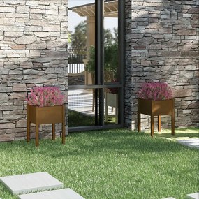 Fioriere 2 Pz Ambra 50x50x70 Cm İn Legno Massello Di Pino /