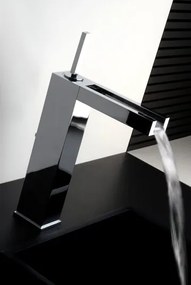 Rubinetto monocomando con leva joystick e cascata a vista con piletta cromo Rettangolo 11983 Gessi