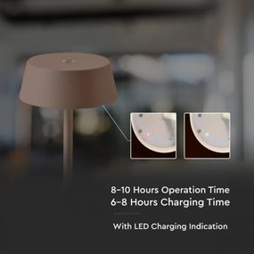 Lampada da tavolo LED da esterno dimmerabile touch ricaricabile LED/2W/5V IP54 marrone