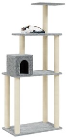 Albero per gatti con tiragraffi in sisal grigio chiaro 147 cm