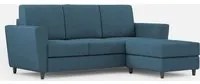 Divano 3 Posti con Pouf 212x155x85 cm Yasel in Tessuto Avio