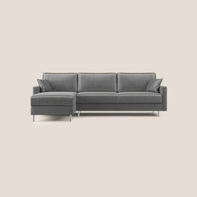 Andromeda divano letto angolare in velluto morbido impermeabile T01 grigio