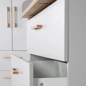 Cassettiera bassa grigio chiaro in rovere con fasciatoio 117x104 cm Caro - Roba