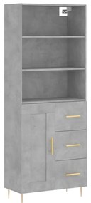 Credenza grigio cemento 69,5x34x180 cm in legno multistrato