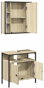 Set mobili da bagno 2 pz rovere sonoma in legno multistrato