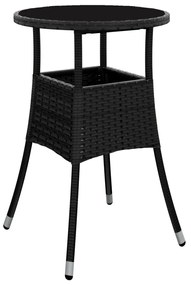 Set bistrò da giardino 5 pz con cuscini in polyrattan nero