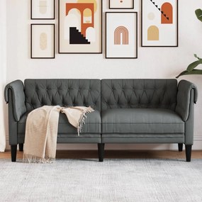 Divano Chesterfield A 2 Posti Grigio Scuro İn Tessuto /