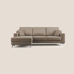 Michael divano moderno angolare con penisola in morbido velluto impermeabile T01 marrone Angolare Sinistro