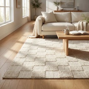 SARATOGA - tappeto in lana avorio con decoro