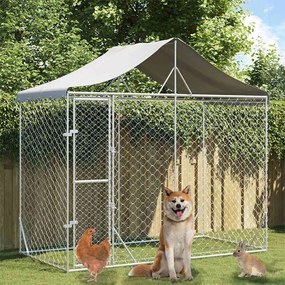 Cuccia Cani Da Esterno Tetto Argento 3x1,5x2,5m Acciaio Zincato /