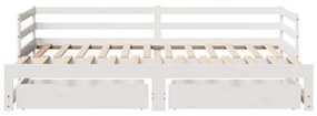 Dormeuse letto estraibile e cassetti bianco 90x200cm legno pino