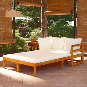 Lettini Prendisole Con Cuscini Crema 2 Pz Legno Dacacia /