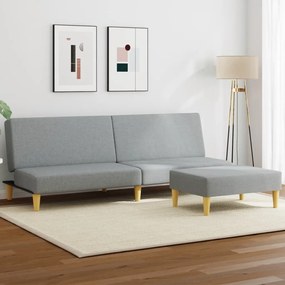 Divano Letto A 2 Posti Con Poggiapiedi Grigio Chiaro İn Tessuto /