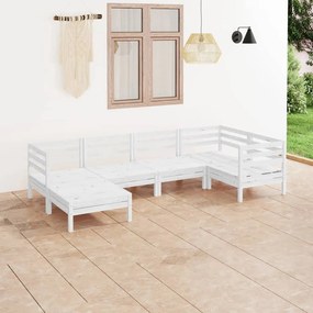 Set Salotto da Giardino 6 pz in Legno Massello di Pino Bianco