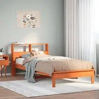 Letto Libreria senza Materasso Marrone Cera 100x200 cm in Pino 855719