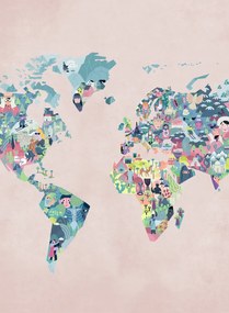 Coordonne Carta da parati panoramica Diversity Map - Peach