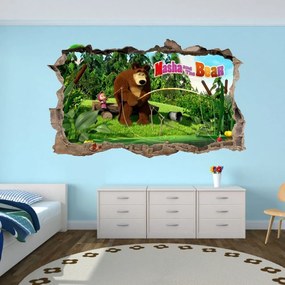 Incredibile adesivo da parete per bambini Masha e l&#39;orso che pesca 47x77cm