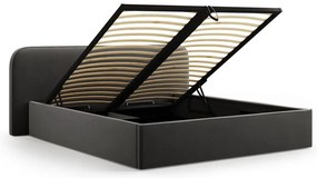 Letto matrimoniale imbottito nero con contenitore e rete inclusi 200x200 cm Elizabeth – Micadoni