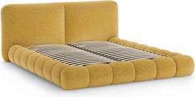 Letto matrimoniale imbottito color senape con contenitore con rete inclusa 200x200 cm Solange – Micadoni