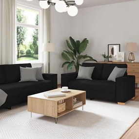 Set Di Divani 2 Pz Con Cuscini Nero İn Tessuto /