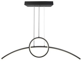 Lampadario LED a Sospensione 30W 3200lm dal Design Moderno Anello e Barra Curvata Colore Nero 4000K SKU-6933