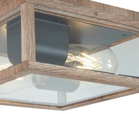 Plafoniera industriale stampa legno IP44 2 luci - Charlois