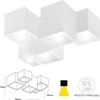 Lampada soffitto plafoniera gesso moderna quadrata LED 5 GU10 cucina 230V