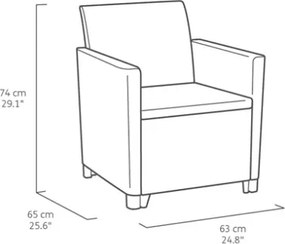 Set Salotto Da Giardino In Resina 2 Poltrone Divano E Tavolino Marie Keter Antracite